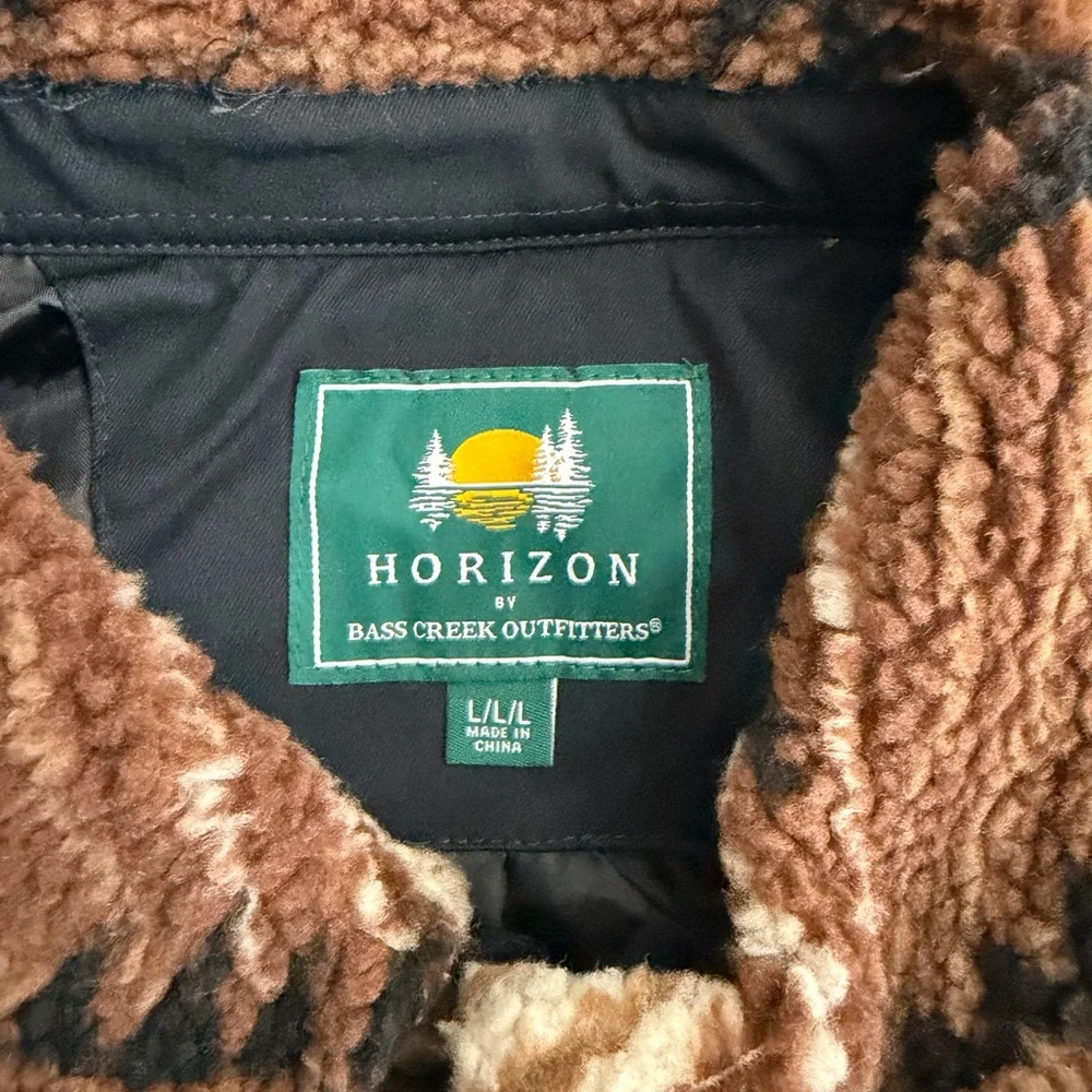 Horizon by Bass Creek Outfitters Sherpa Jacket Mens L Brown Aztec Fleece Shacket